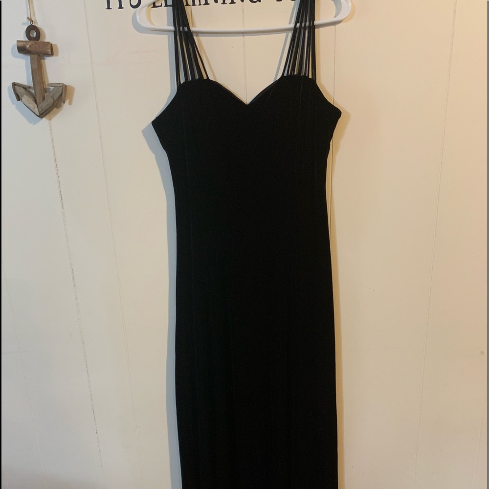 Gorgeous Vintage Black Velvet Maxi Dress